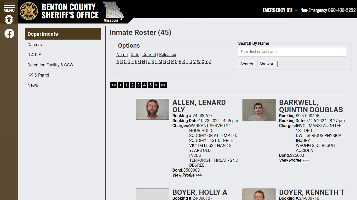 Inmate Roster - Current Inmates - Benton County MO Sheriff’s Office