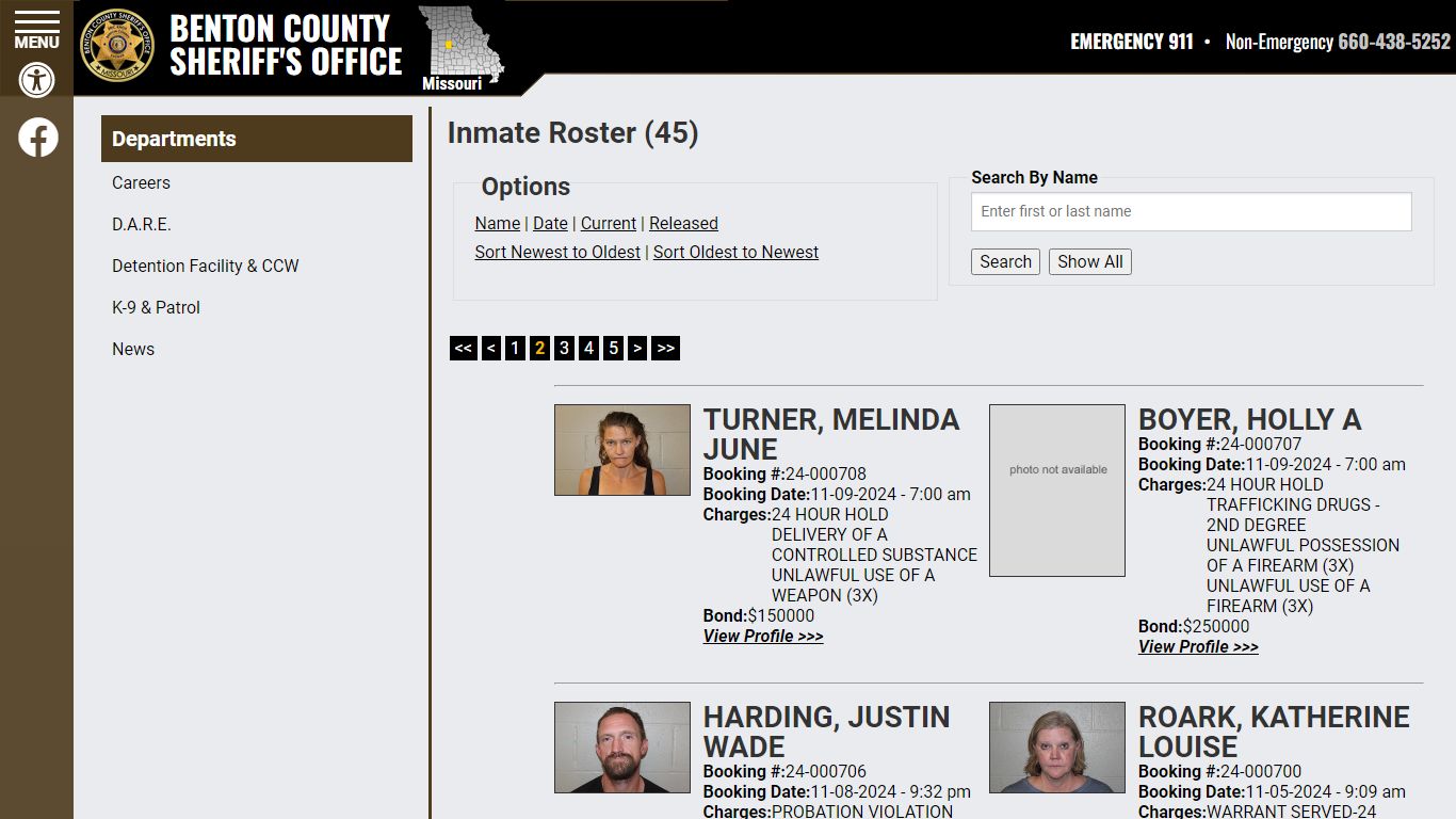 Inmate Roster - Page 2 Current Inmates Booking Date Descending - Benton ...